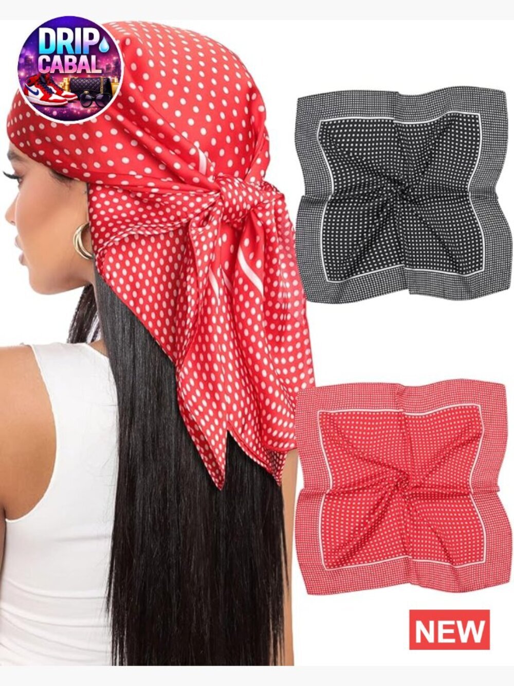 2-Pack Satin Head Scarf for Women Hair Bandana Like Silk Scarf Neck Wrap